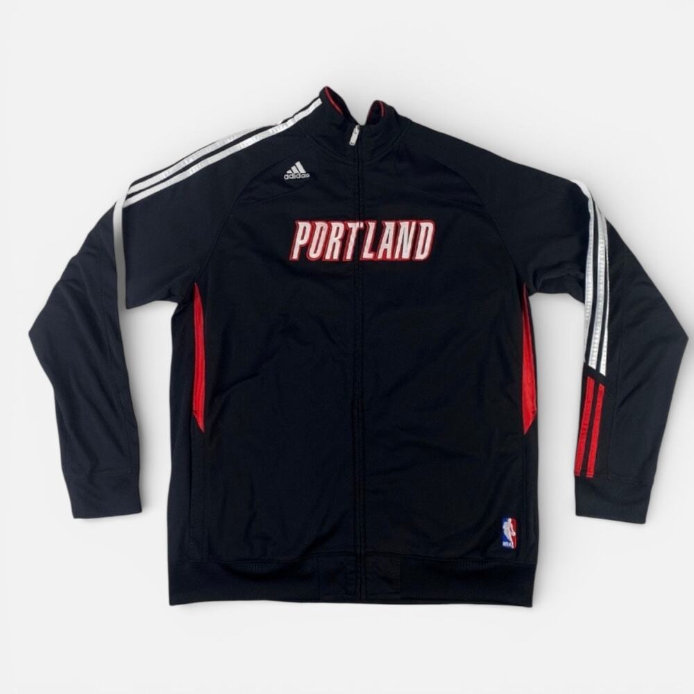 NBA Adidas Portland Trail Blazers Zip Up Mock Neck Warmup Track Jacket Sz XL